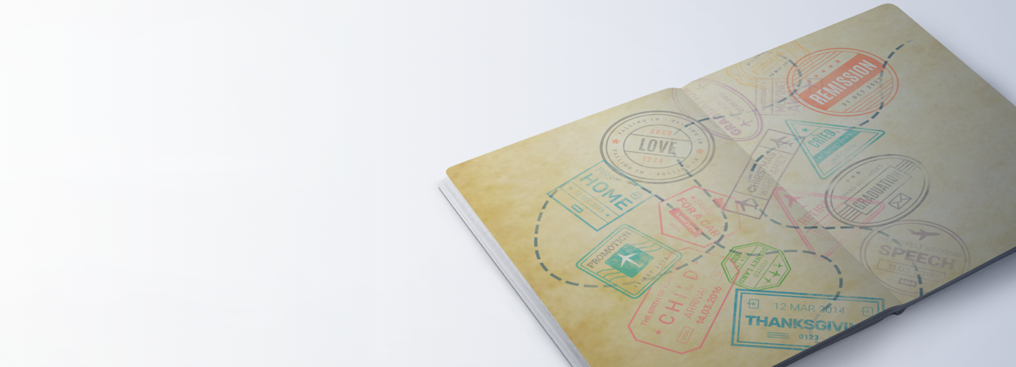 Close up of a passport full of stamps. Image for illustrative purposes only.